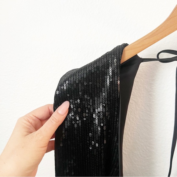 NWOT Michael Costello x Revolve Adrianna Black Sequin Mini Dress - Picture 7 of 9